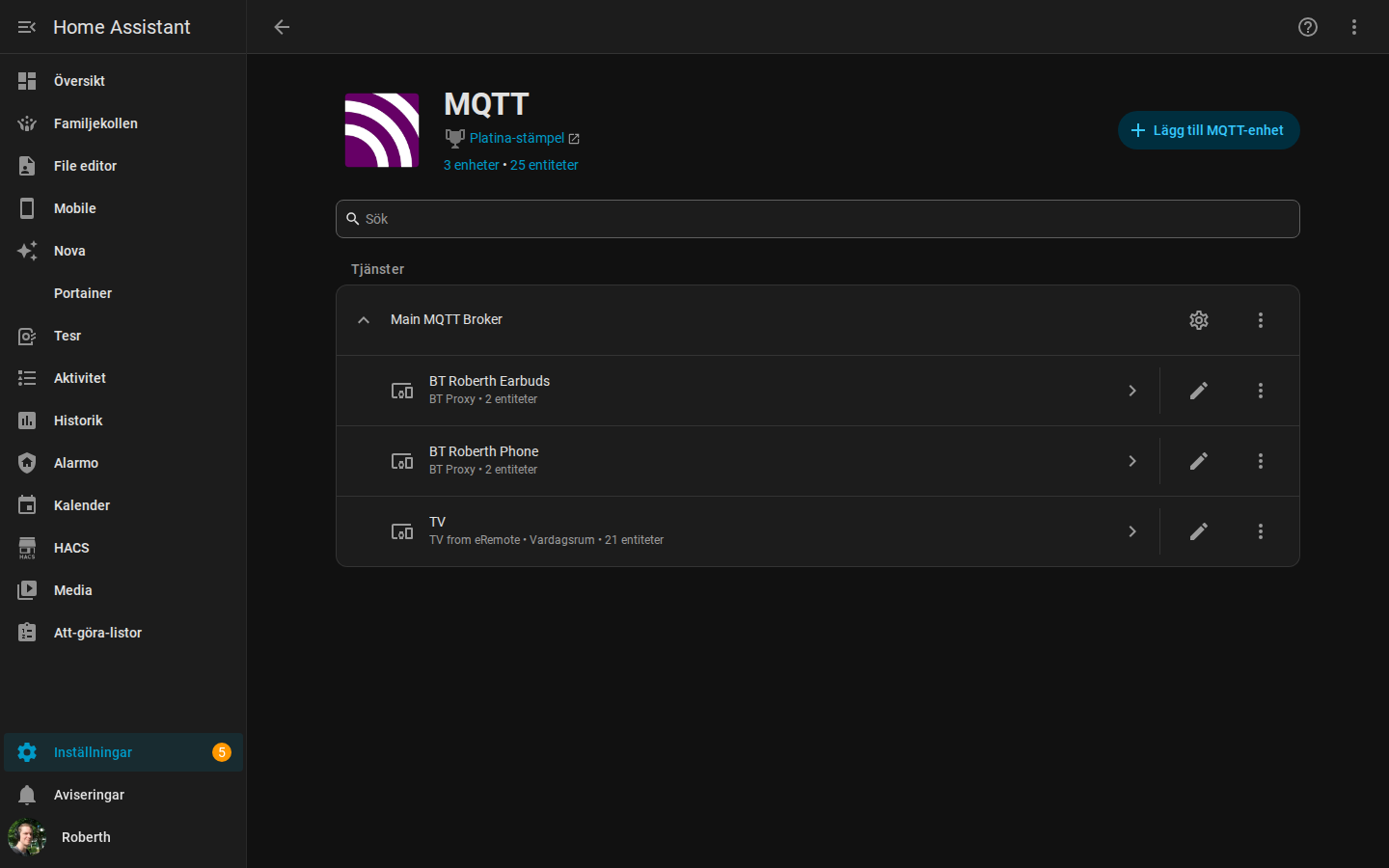 MQTT integration in Home Assistant